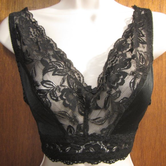 Heavenly Secrets Size 1X Lace Bustier Bralette, Black, Soft - Picture 1 of 8